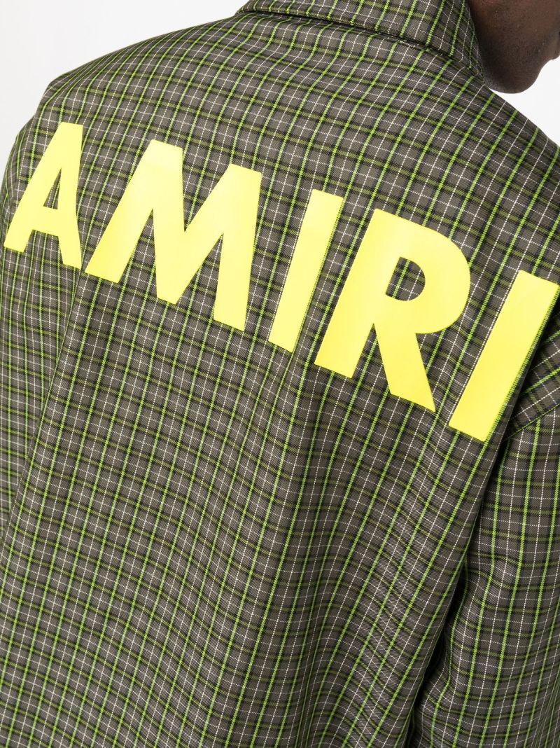 Green Logo Print Check Shirt Jacket