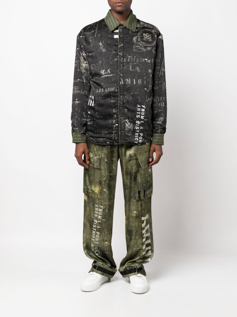Green Logo Print Check Shirt Jacket