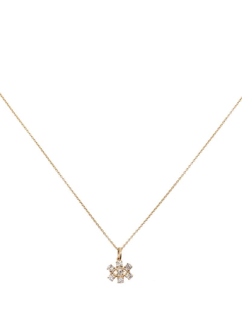 14k Yellow Gold Evil Eye Diamond Necklace