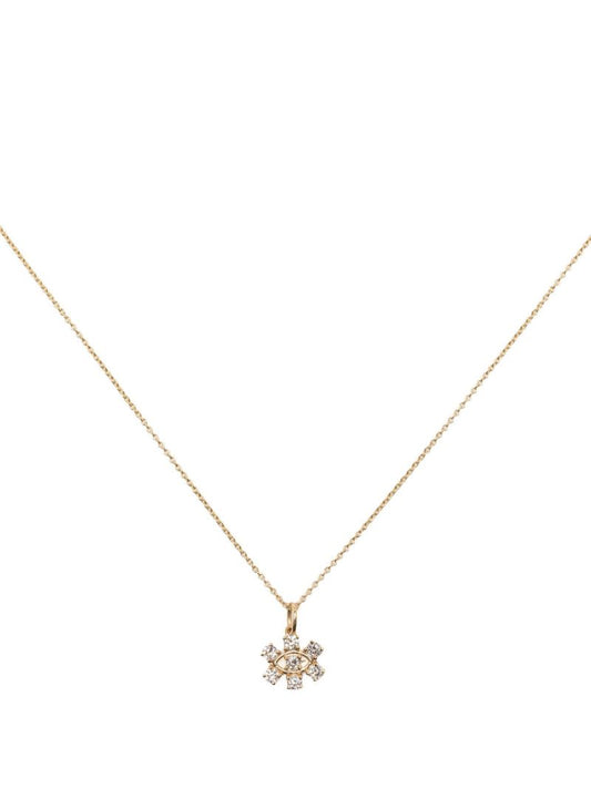 14k Yellow Gold Evil Eye Diamond Necklace