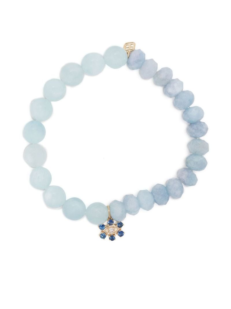 14k Yellow Gold Aquamarine Beaded Bracelet