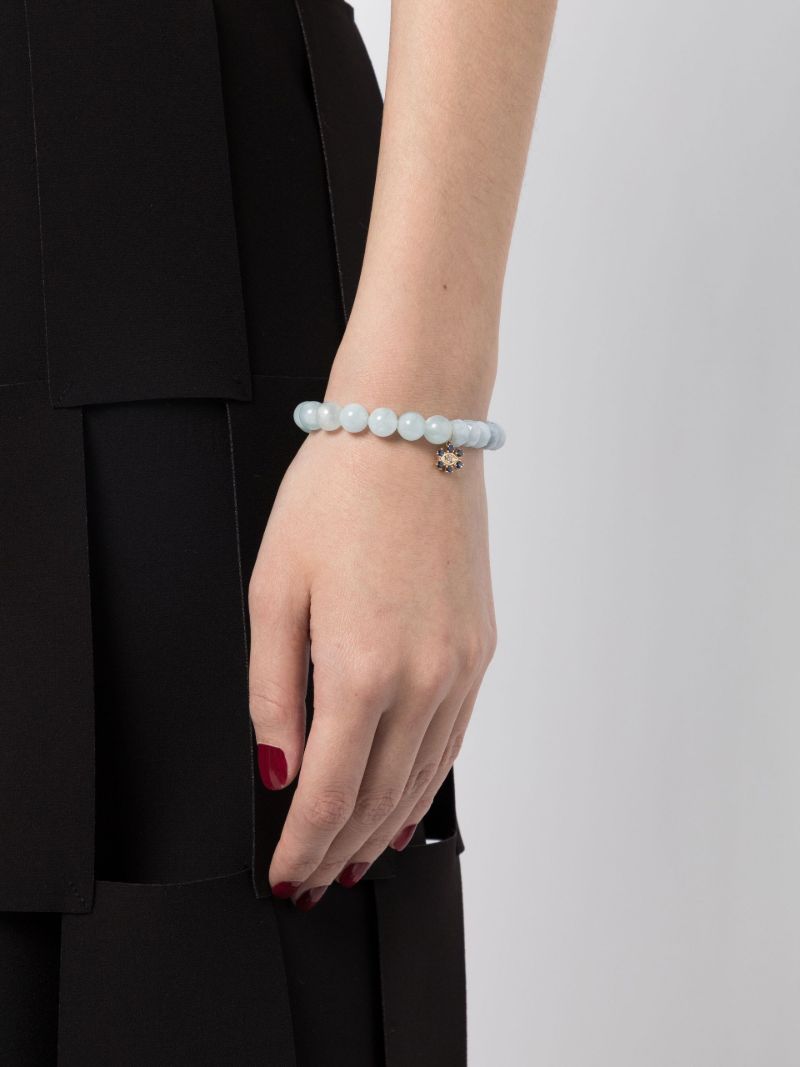 14k Yellow Gold Aquamarine Beaded Bracelet