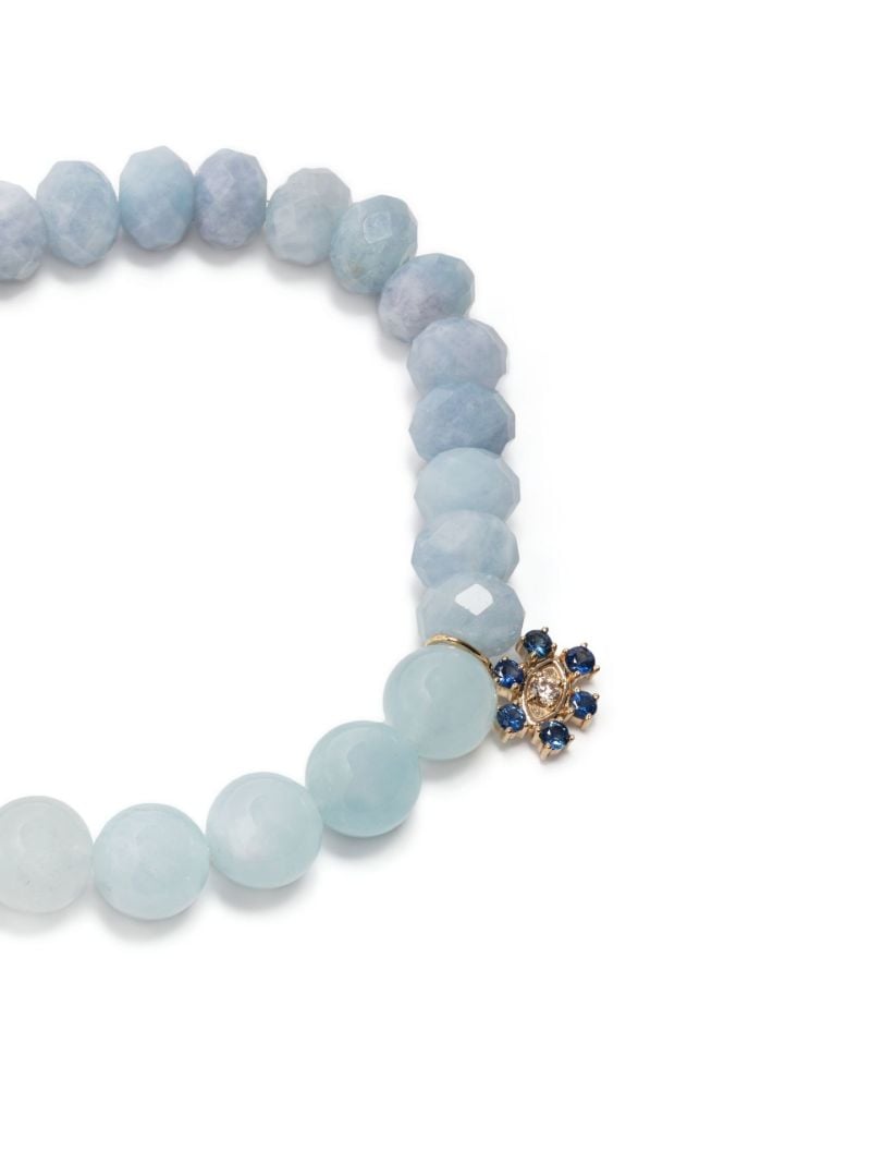 14k Yellow Gold Aquamarine Beaded Bracelet