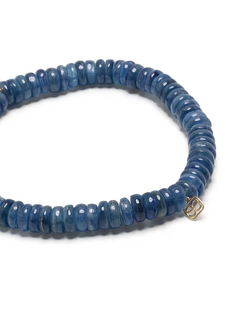 14k Yellow Gold Hamsa Kyanite Beaded Bracelet