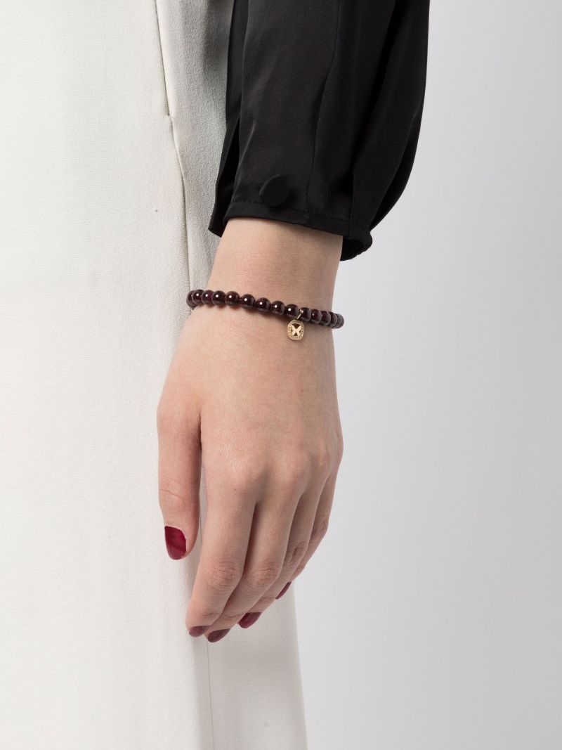 14k Yellow Gold Ruby Beaded Bracelet