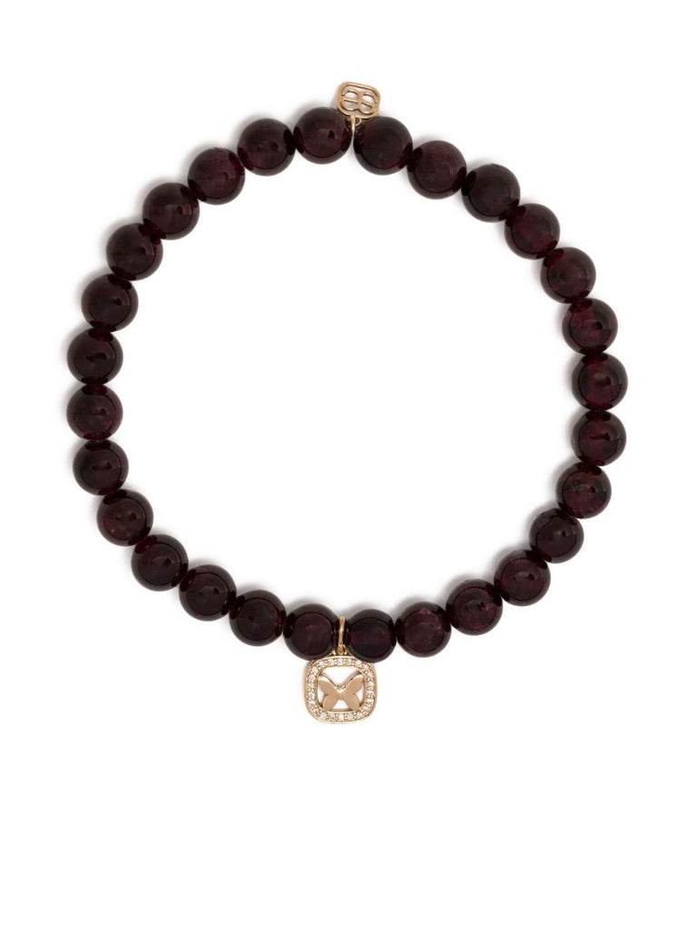 14k Yellow Gold Ruby Beaded Bracelet