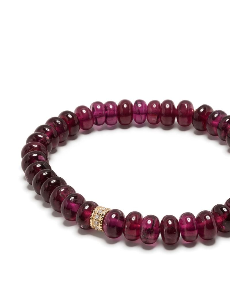 14k Yellow Gold Rhodolite Diamond Beaded Bracelet