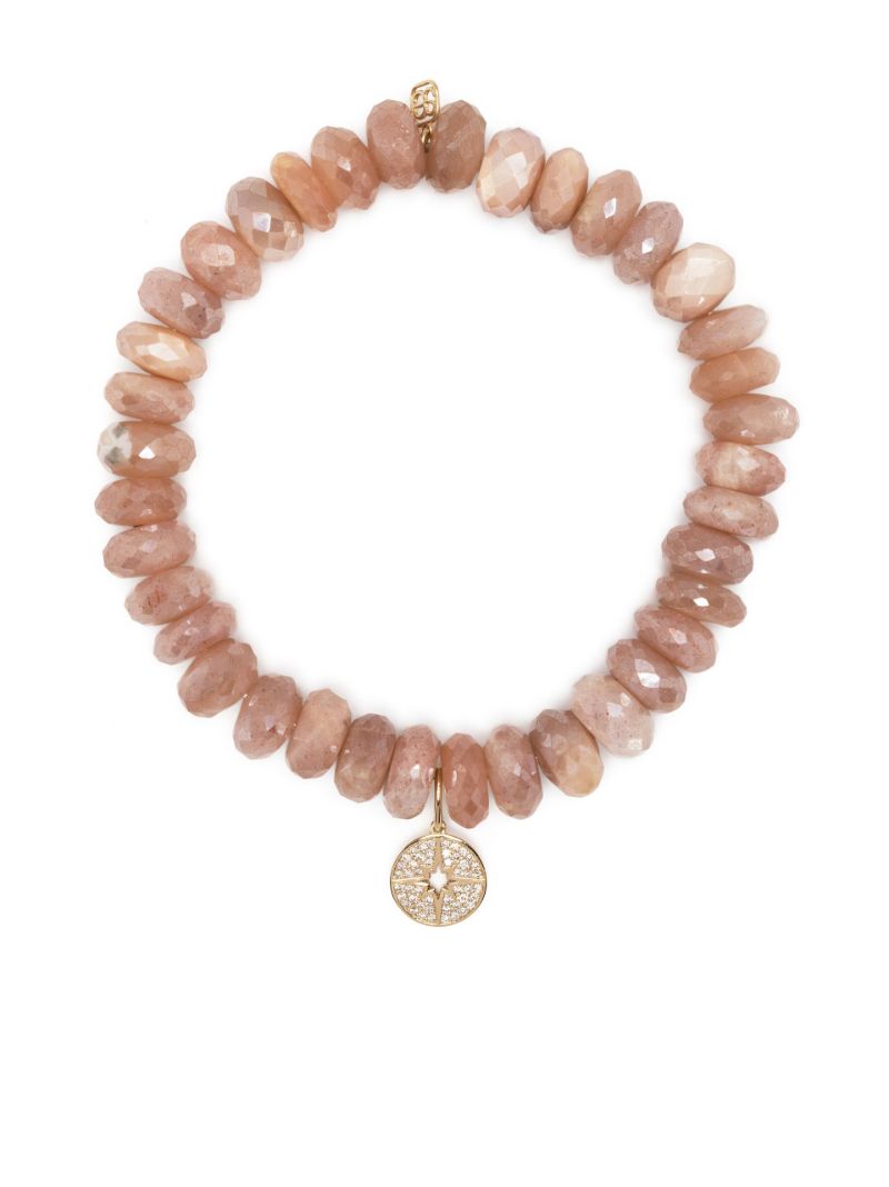14k Yellow Gold Moonstone Beaded Bracelet