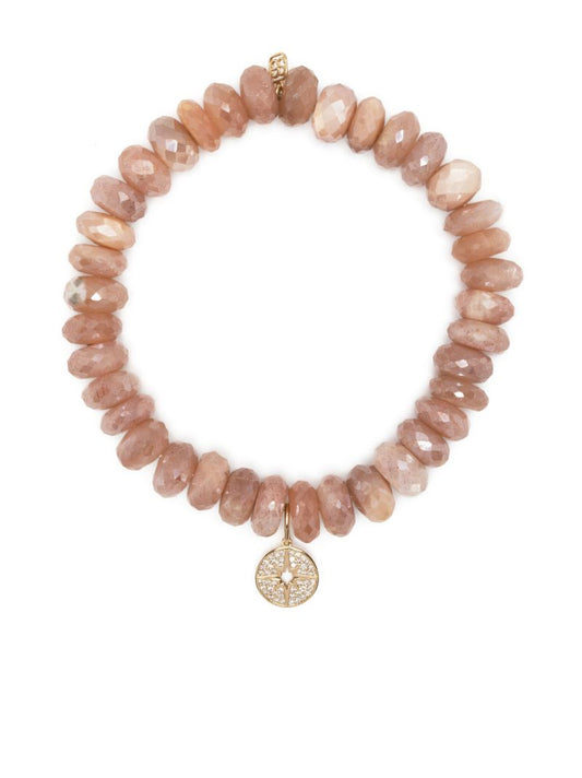 14k Yellow Gold Moonstone Beaded Bracelet