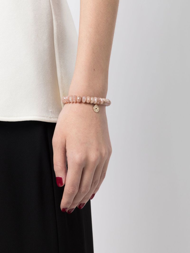 14k Yellow Gold Moonstone Beaded Bracelet