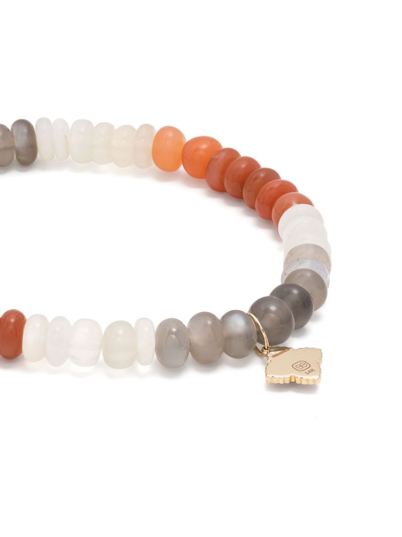 14k Yellow Gold Moonstone Beaded Bracelet