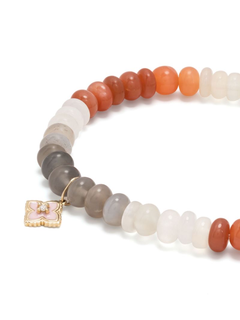 14k Yellow Gold Moonstone Beaded Bracelet