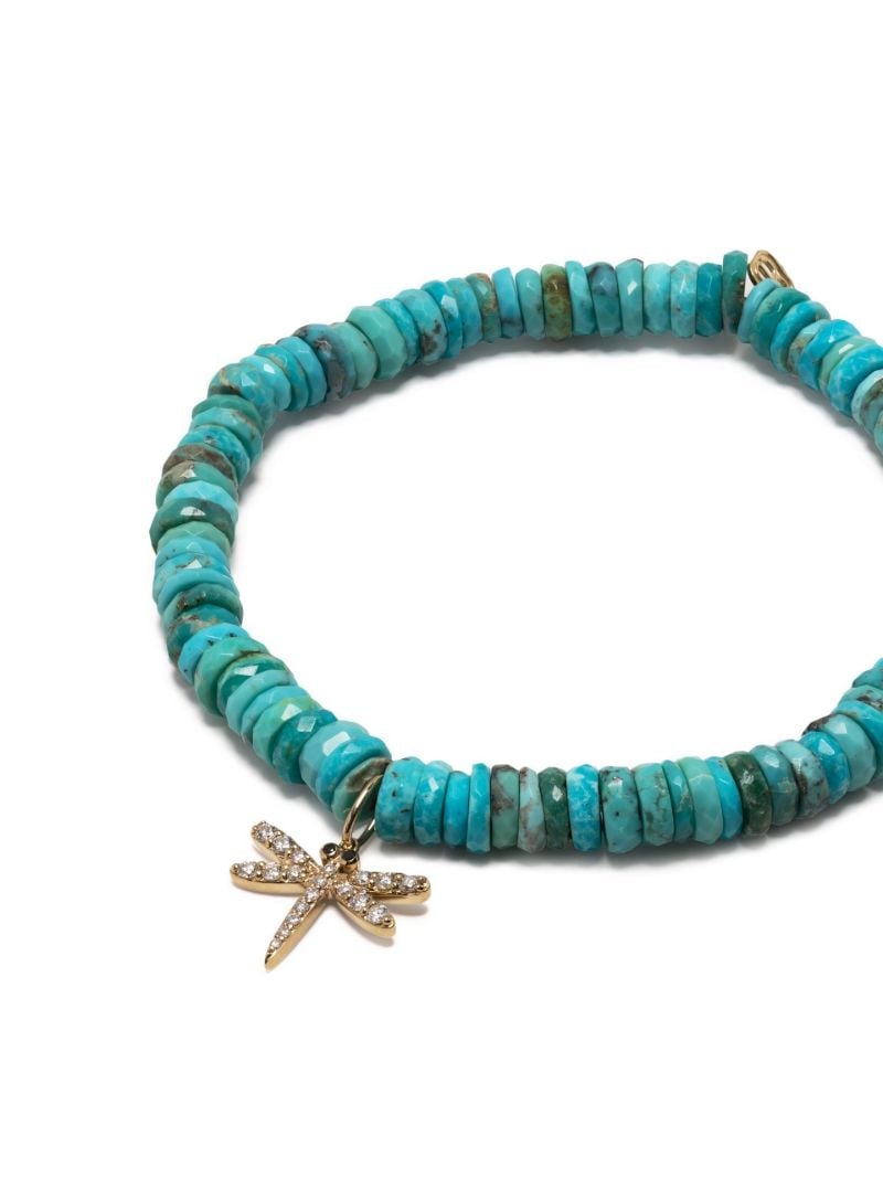 14k Yellow Gold Turquoise Beaded Bracelet
