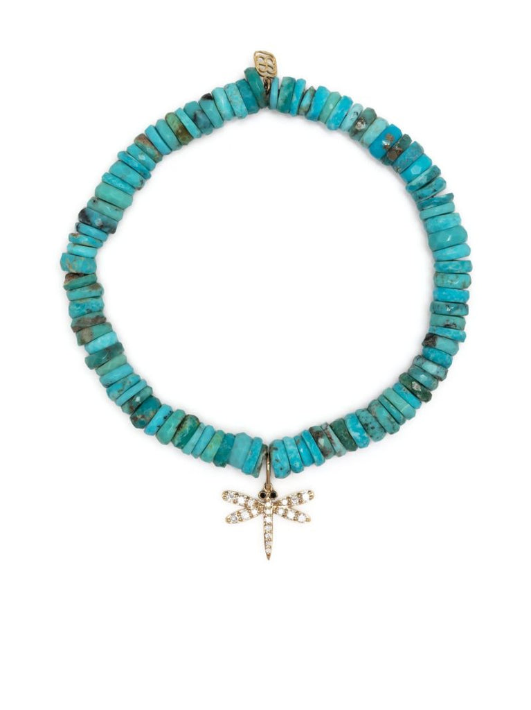 14k Yellow Gold Turquoise Beaded Bracelet