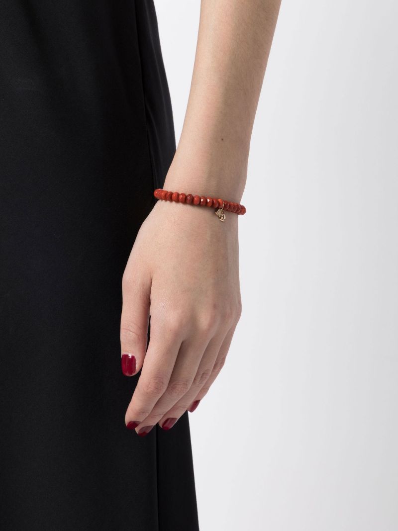 14k Yellow Gold Coral Beaded Bracelet