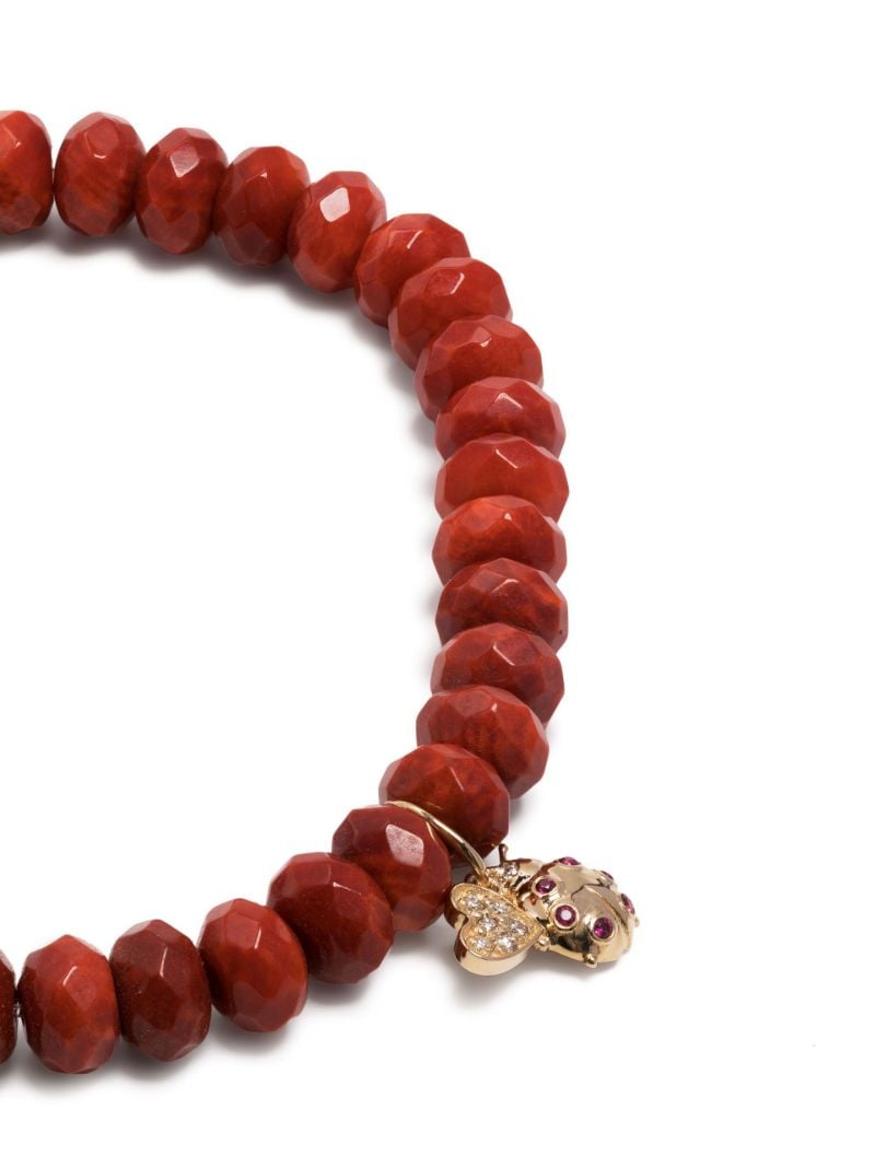 14k Yellow Gold Coral Beaded Bracelet