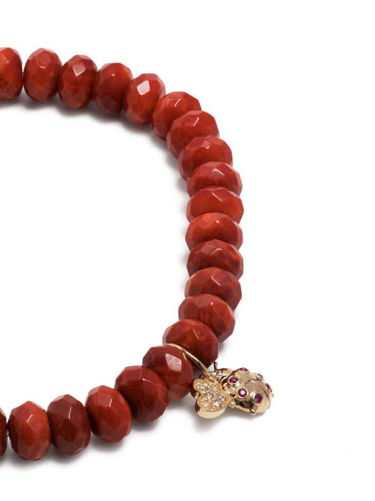 14k Yellow Gold Coral Beaded Bracelet