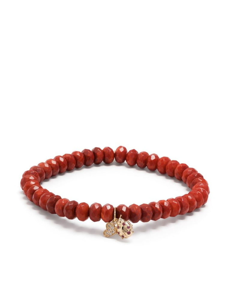 14k Yellow Gold Coral Beaded Bracelet