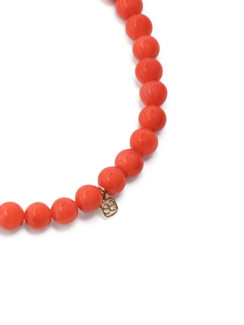 14k Yellow Gold Evil Eye Coral Beaded Bracelet