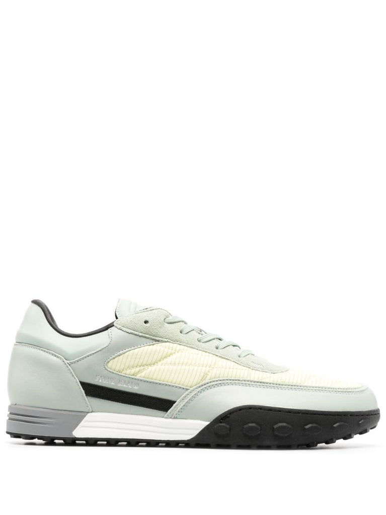 Green Panelled Low-top Sneakers