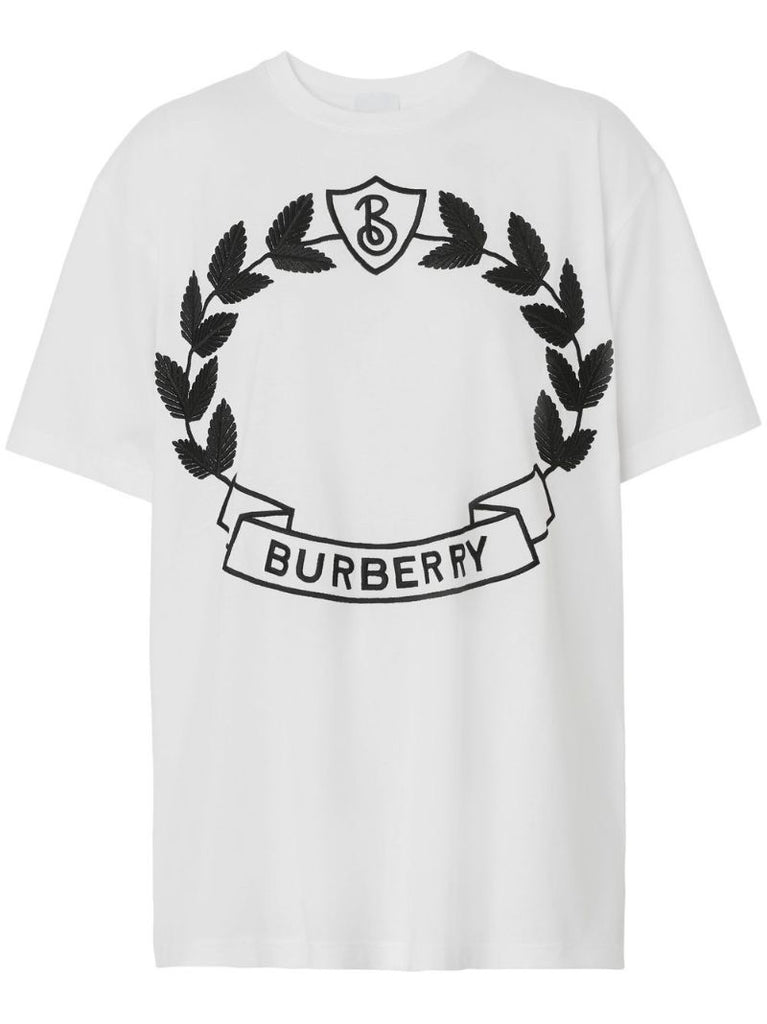 White Oak Leaf Crest Embroidered T-shirt