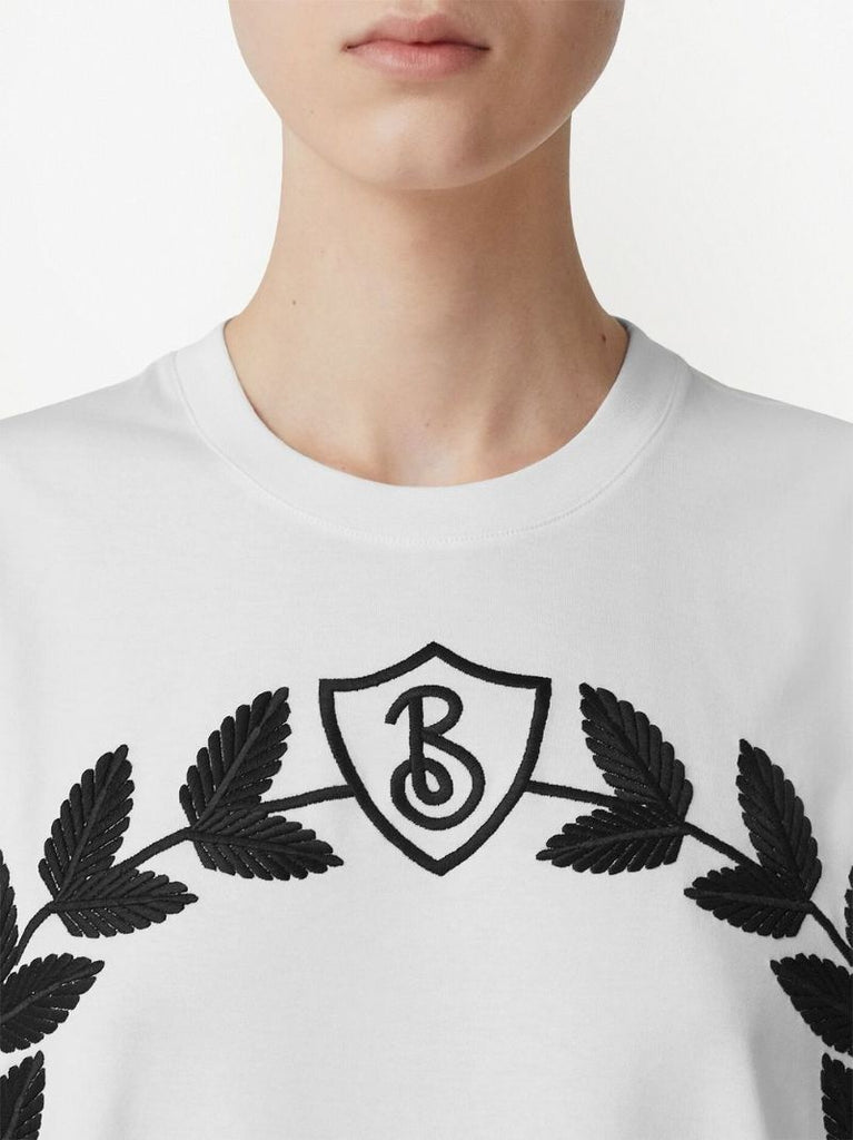 White Oak Leaf Crest Embroidered T-shirt