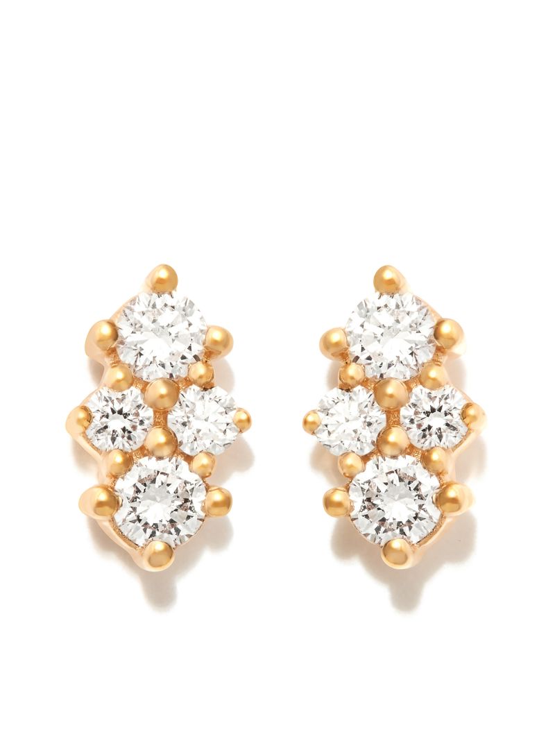 14k Yellow Gold Vivian Lily Array Diamond Stud Earrings