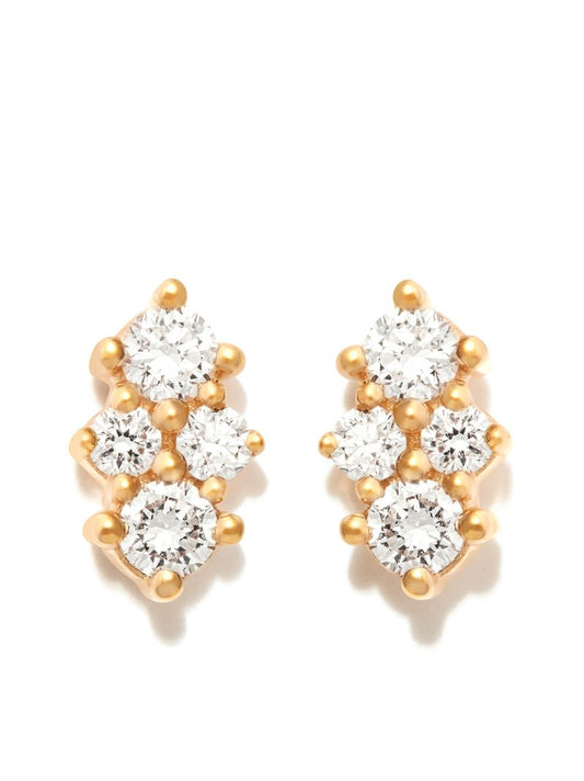 14k Yellow Gold Vivian Lily Array Diamond Stud Earrings