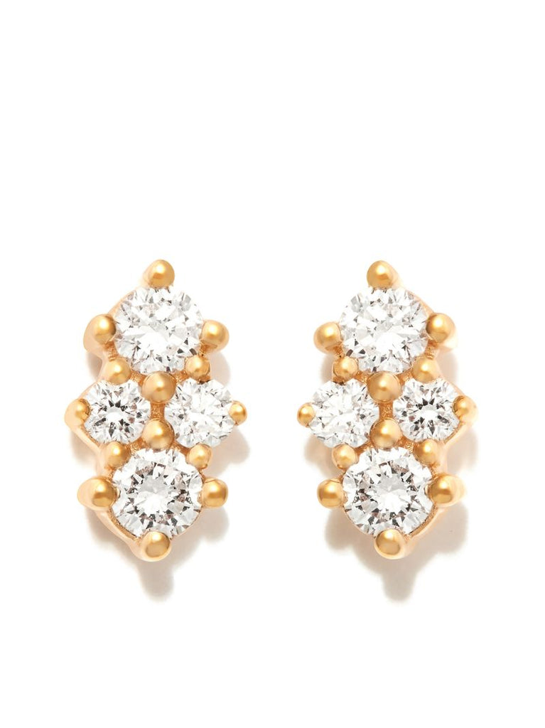 14k Yellow Gold Vivian Lily Array Diamond Stud Earrings