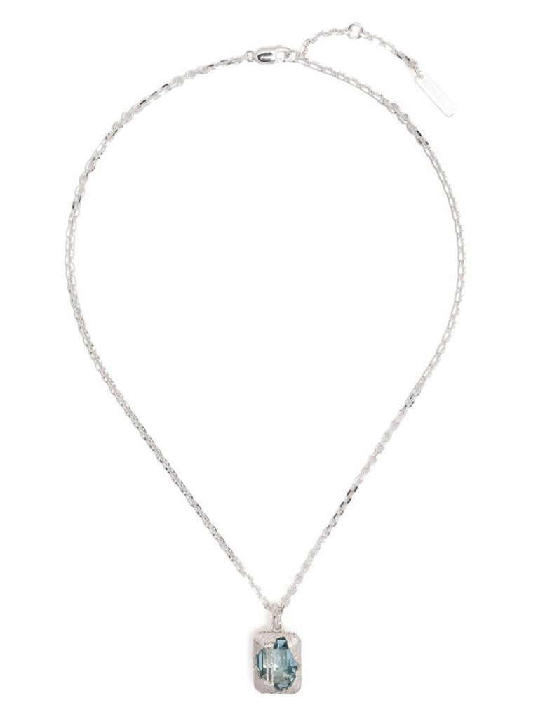 Sterling Silver Metal Cover Topaz Necklace