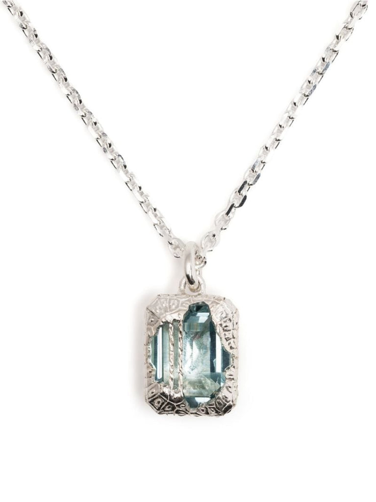 Sterling Silver Metal Cover Topaz Necklace