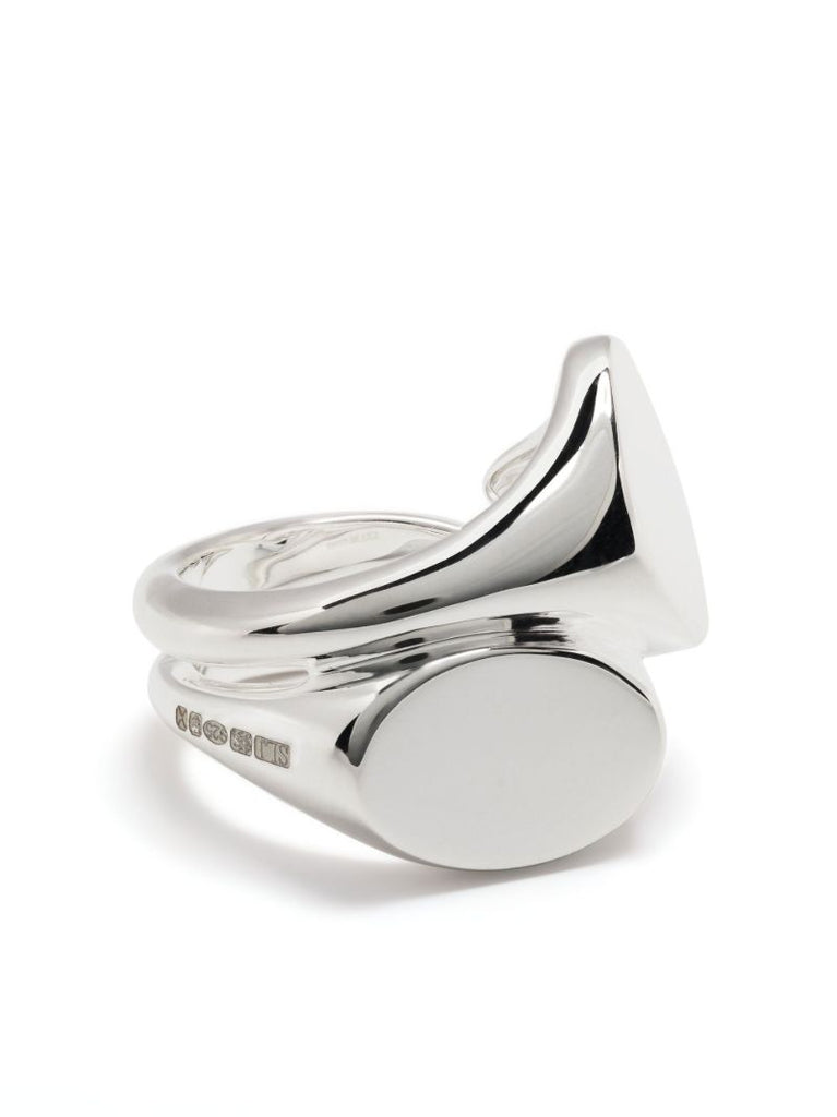 Silver-tone Logo-engraved Signet Ring