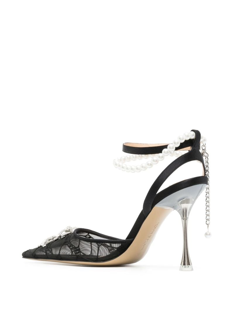 Black Matilda 100 Crystal Bow  Lace Pumps