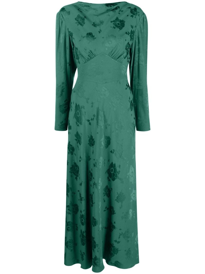 Green Ginger Floral Jacquard Midi Dress