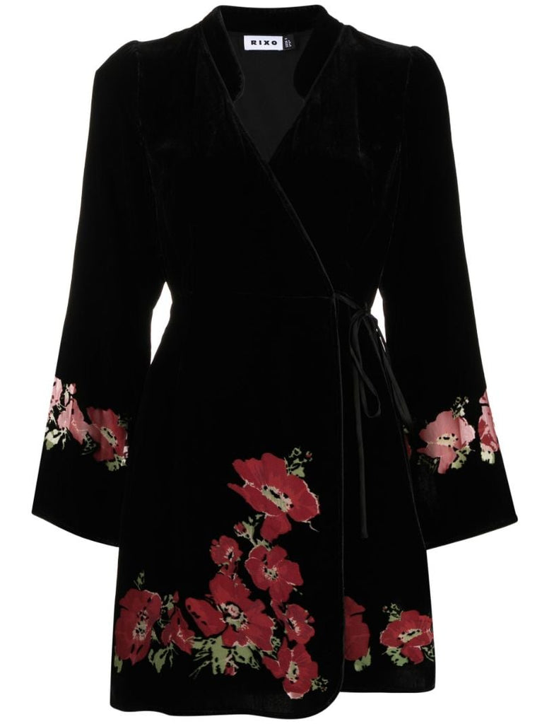Black Iris Floral Print Mini Dress