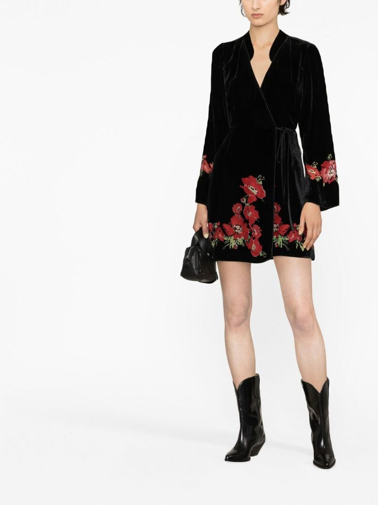 Black Iris Floral Print Mini Dress