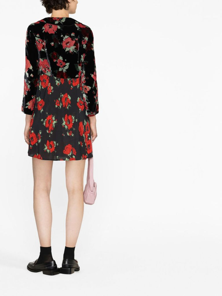 Black Malibu Poppy Print Mini Dress