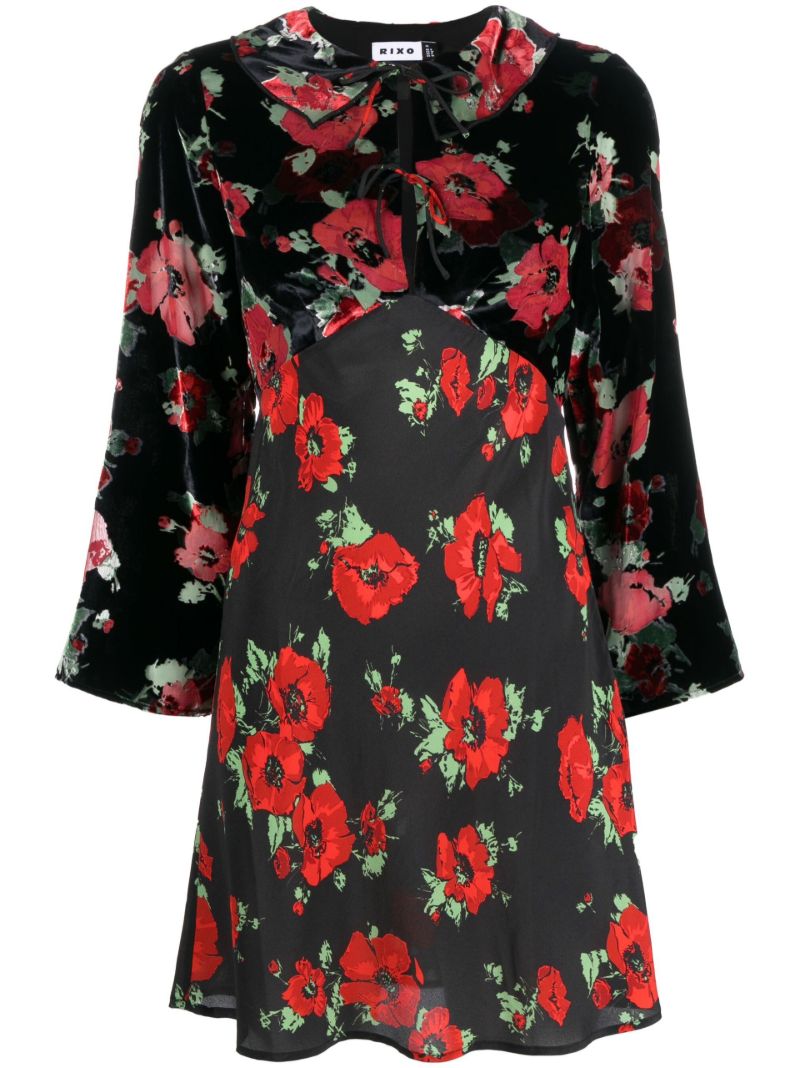 Black Malibu Poppy Print Mini Dress