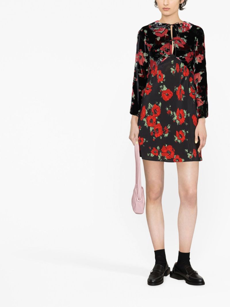 Black Malibu Poppy Print Mini Dress
