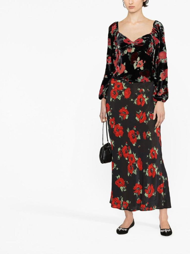 Black Bridgette Floral Print Blouse