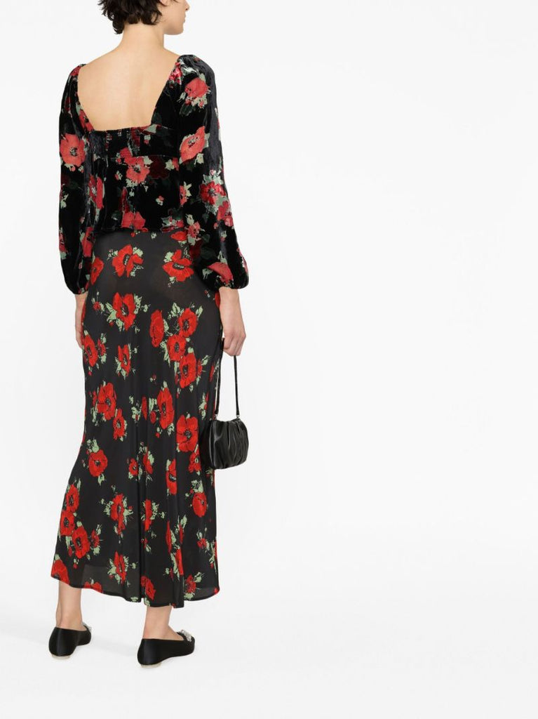 Black Bridgette Floral Print Blouse