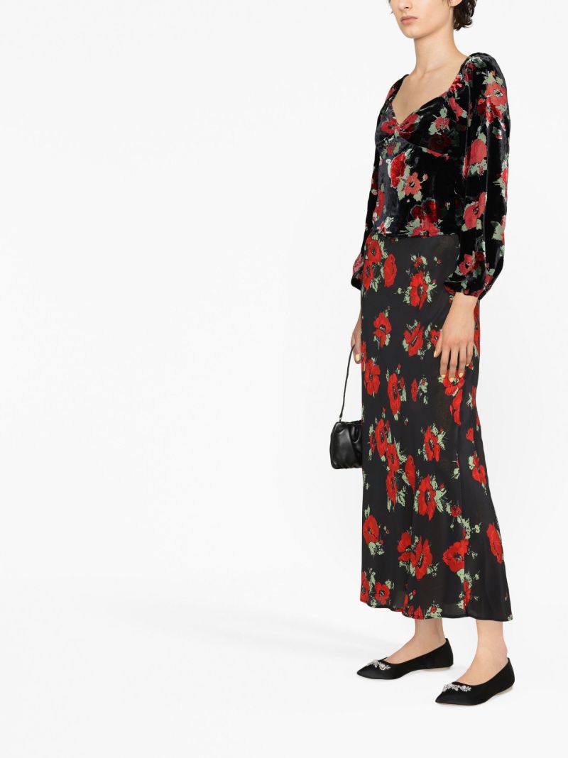 Black Bridgette Floral Print Blouse