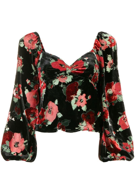 Black Bridgette Floral Print Blouse