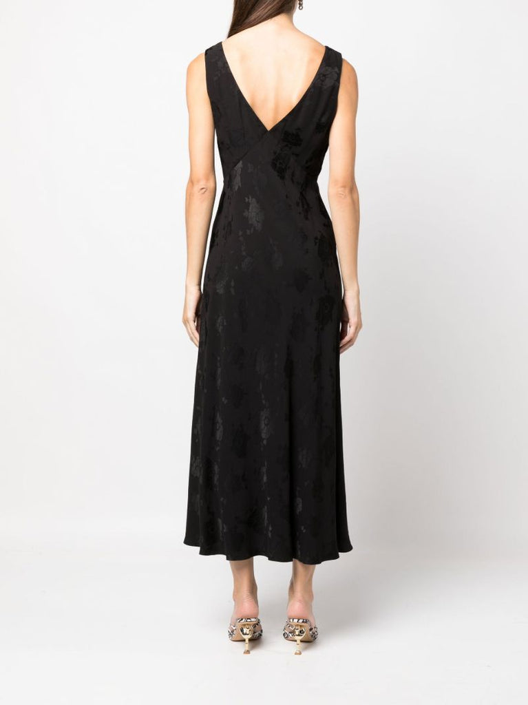 Black Sandrine Poppy Jacquard Midi Dress