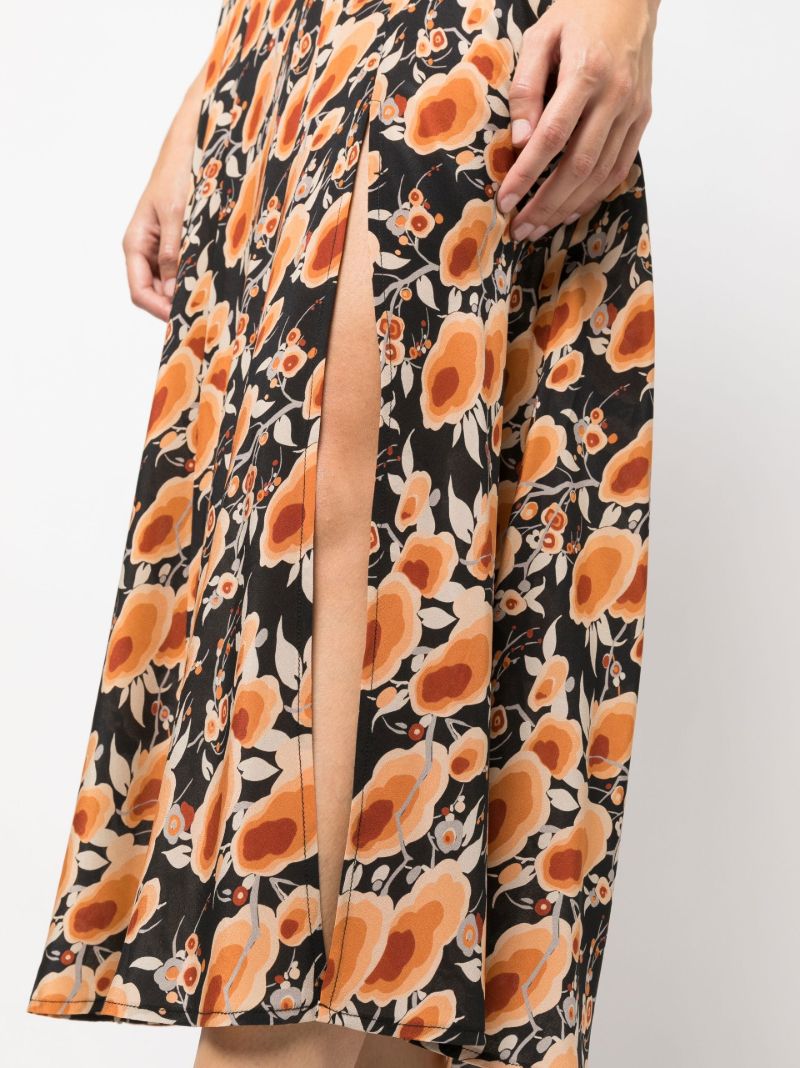 Black Angelina Contrast Print Silk Midi Dress