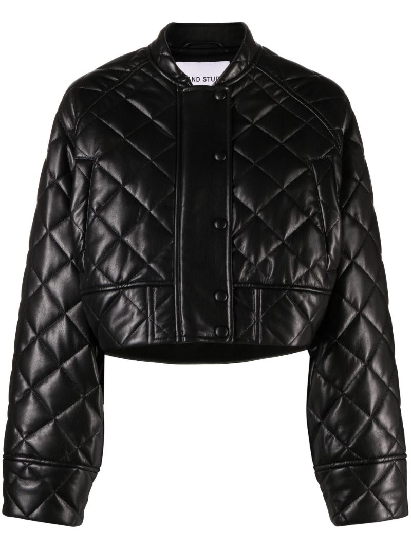 Black Ava Quilted Cropped Jacket