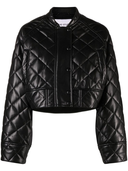 Black Ava Quilted Cropped Jacket
