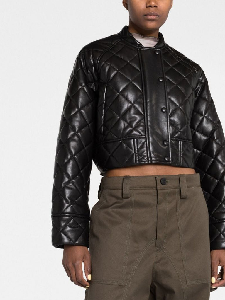 Black Ava Quilted Cropped Jacket