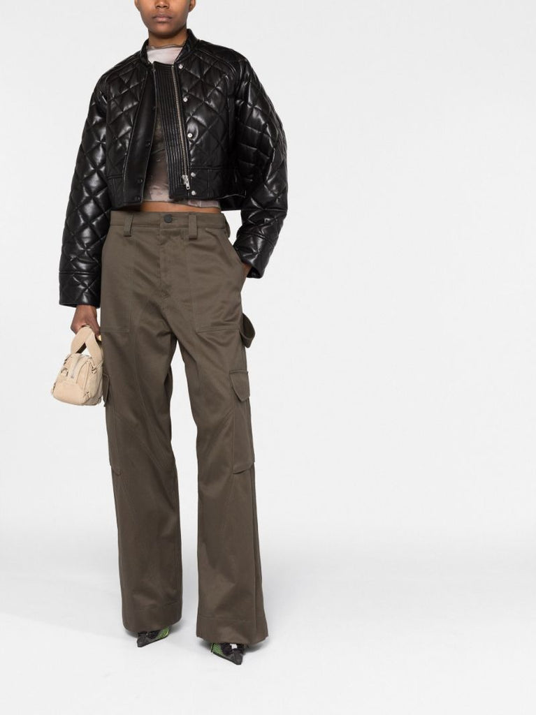 Black Ava Quilted Cropped Jacket