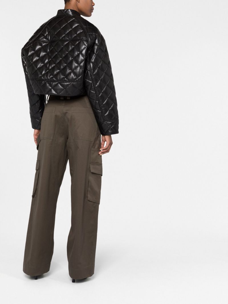 Black Ava Quilted Cropped Jacket